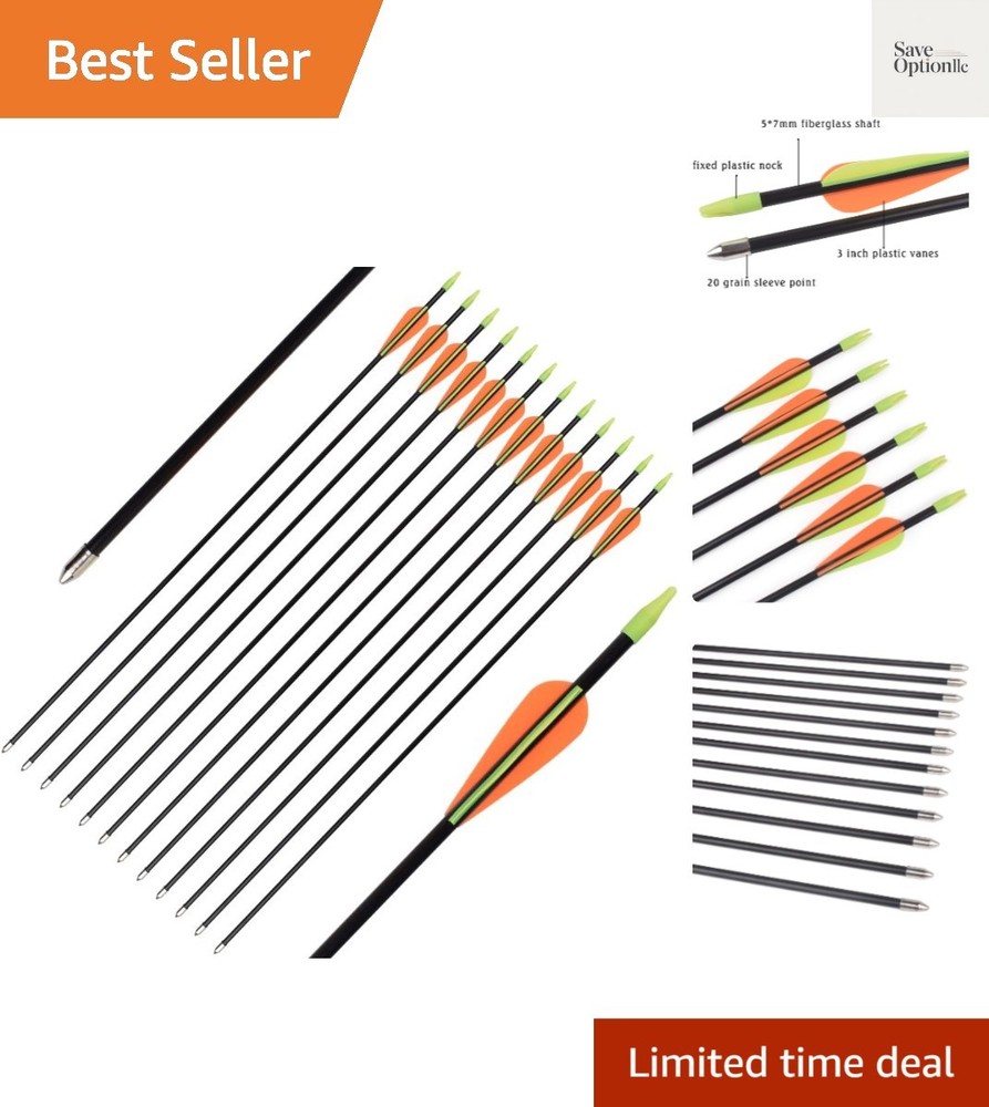 Archery Youth 24 26 28 Inch Fiberglass Archery Targeting Arrows for Youth Pra…