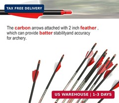 12PCS 32″ Carbon Arrows 300 350 400 Spine w/ Removable Tips Archery Bow