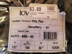 Loveson 200G Turnout Blanket w/Neck and Tail Flap – 60″ in Navy – NEW