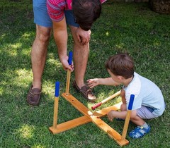 Giant Ring Toss Game with Wood Target & Soft-Touch Rings for Backyard Fun