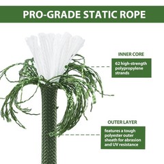 Static Climbing Rope – 12Mm High Strength Arborist Rope 32FT for Outdoor Rappell