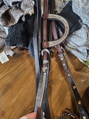 Horse Western Silver Show Headstall, Reins, Bit Set