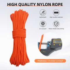 Nylon Rope, 1/4 inch 100FT Nylon Poly Rope Utility Cord Strong Polyester for …