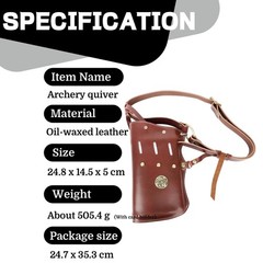 Cow hide Traditional Arrow Quiver Brown Bow Hunting Shooting Target Archery Case