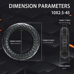 60/70-6.5 Solid Rubber Tire 10X2.50 Inch for Ninebot Segway MAX G30 G30P G30LP E