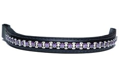 Browband People On Horses – Bolero – Amethyst CZ – Black Leather Padded Liner