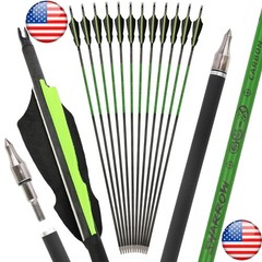 12X 30″ Pure Carbon Arrows Spine300 500 Natural Feathers ID6.2mm Hunting Target
