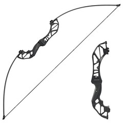 Archery Takedown Recurve Bow Hunting Long Bow Alloy Riser – Right Hand Black – D