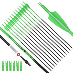 Elong 12PCS 28″ Arrows for Compound Bows,Carbon Hunting Arrows for Archery Sp…