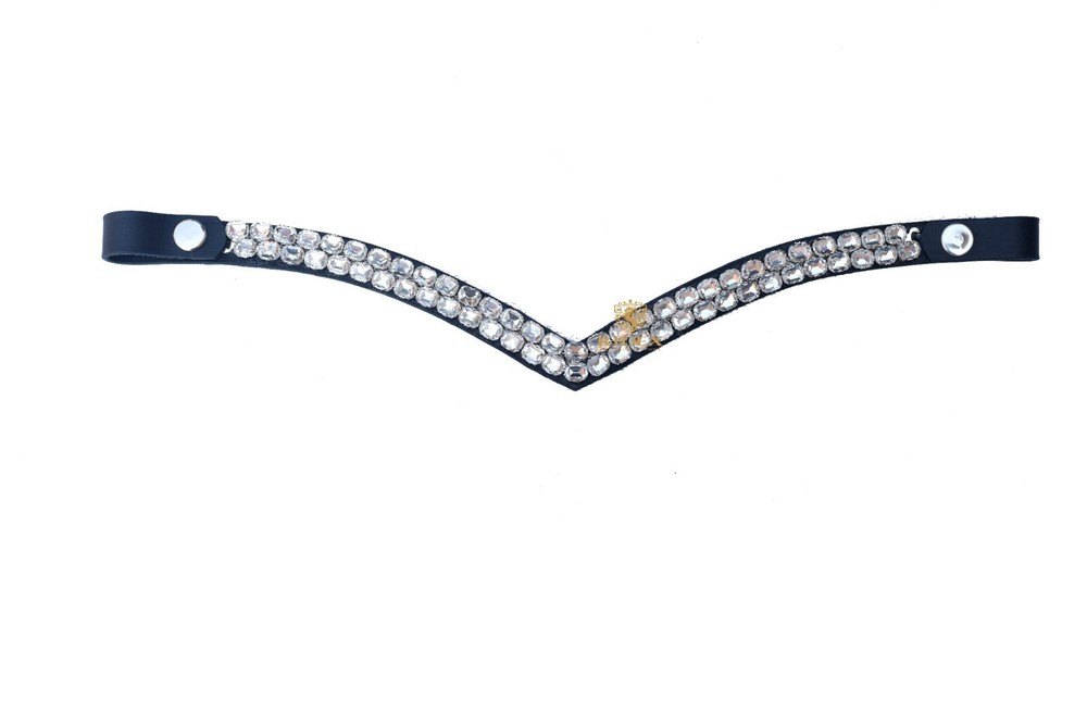 Classic Double-row high-shine clear rhinestones crystal browband V-shaped horse