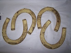 BLUE DIAMOND 2 1/2 LB DROP FORGED PITCHING HORSESHOES SET 2 A&B DULUTH pre-owned