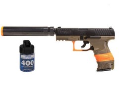 Refurbished Airsoft Walther PPQ Black/Tan Spring Pistol Kit SB199 w/ 400 bbs