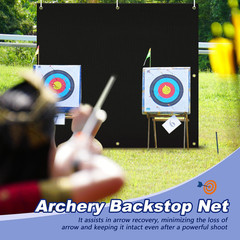Heavy Duty Archery Backstop Netting with Rope & Hooks for Backyard Shooting