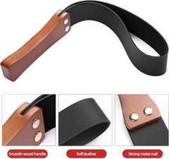 Leather Paddle W/ Anti-Slip Wooden Handle Riding Crop Horses 19in Equestrianism
