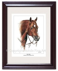 DOC BAR – FRAMED AMERICAN QUARTER HORSE ART aqha Rohde portrait painting NICE