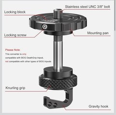 EVUMO DX55 Ball Head with Conversion Kit for BOG DeathGrip Shooting Tripod