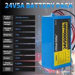 Lithium Hellas 24V5Ah 10Ah Rechargeable Lithium Battery Pack Portable