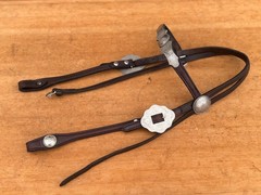 Vintage Mexico Silver Browband Western Horse Headstall ~ Dark Oil