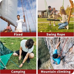 Arborist Rope 5/8in Climbing Rope 100ft Load Capacity Polyester Red