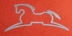 R.J. Classics orange/multicolor print 37.5 short-sleeved equestrian shirt Sz XS