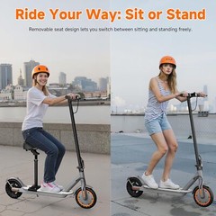 Sigravy E Scooter for adult 350W 19MPH 21Miles Folding with seat,APP commuting