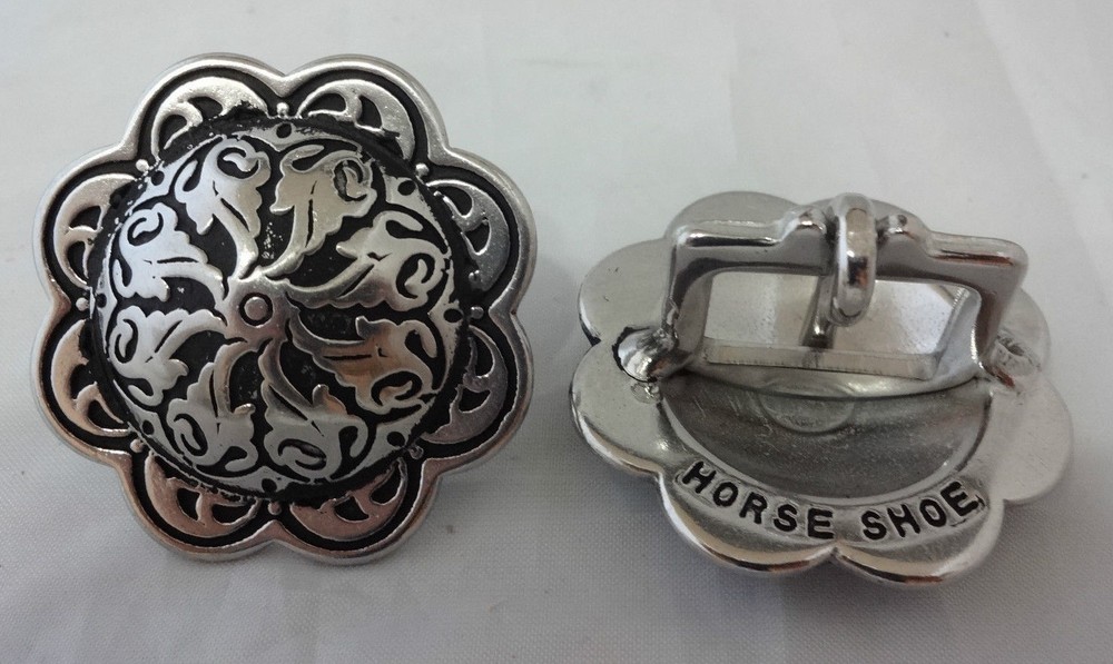 Pair Jeremiah Watt 1 3/4 Conchos 3/4″ Buckles Belt Black Horse Tack Bridle Watts