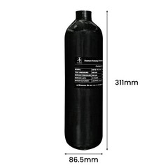 TUXING 4500PSI PCP Air Tank 1.1L Carbon Fiber HPA Tank with Dual Gauge Regulator