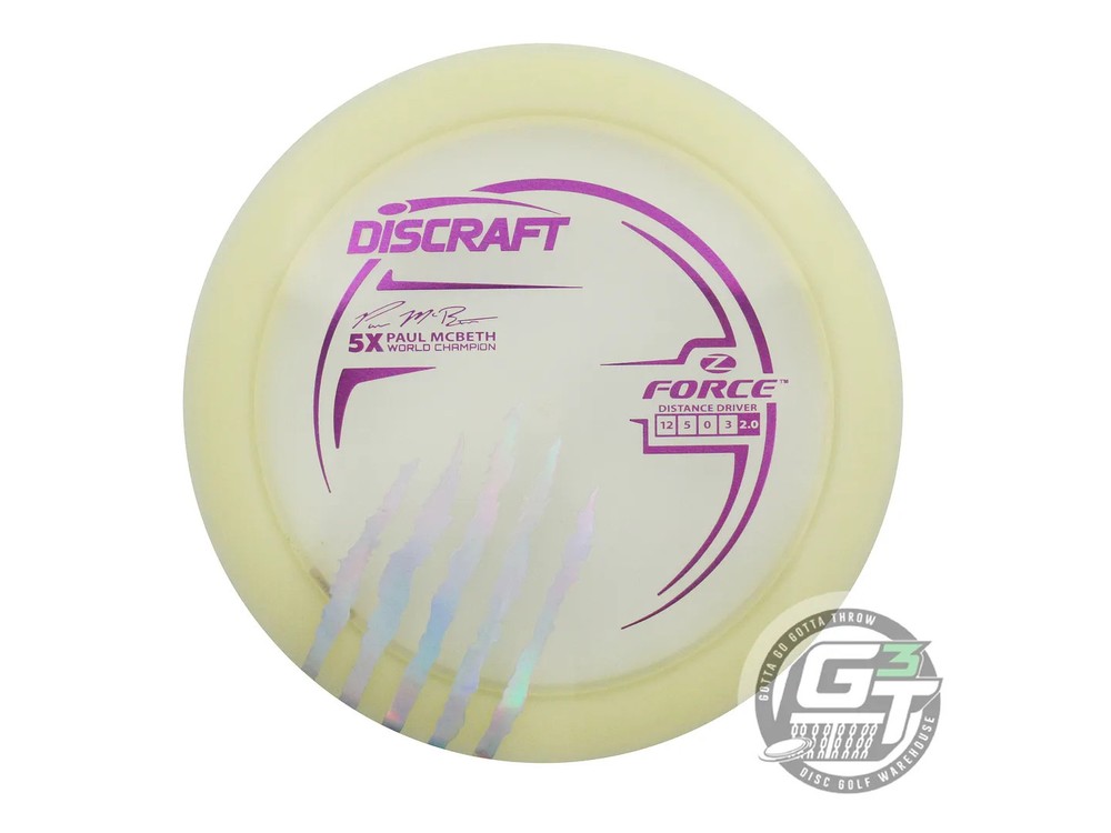 NOS Discraft [McBETH] 5X Z Force 175g Peach Purple Foil Driver Golf Disc