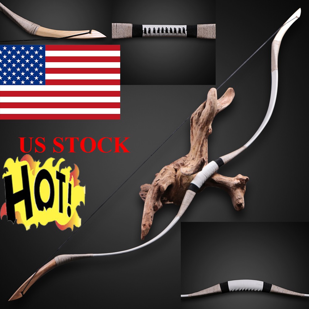 30-65lb Traditional Recurve Bow White Cowhide Mongolian Archery Horsebow Hunting