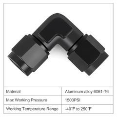 6AN Female to 6AN Female 90 Degree Swivel Coupler 6AN-90Degree-2Pcs Normal