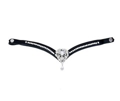 Crystal Teardrop Horse Browband Black Leather Bling Rhinestone Bridle Tack