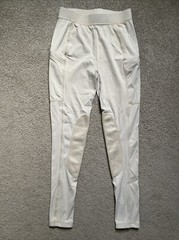 Girls WilLit Size L Tan Nylon/Spandex Equestrian Riding Leggings Zip Pockets