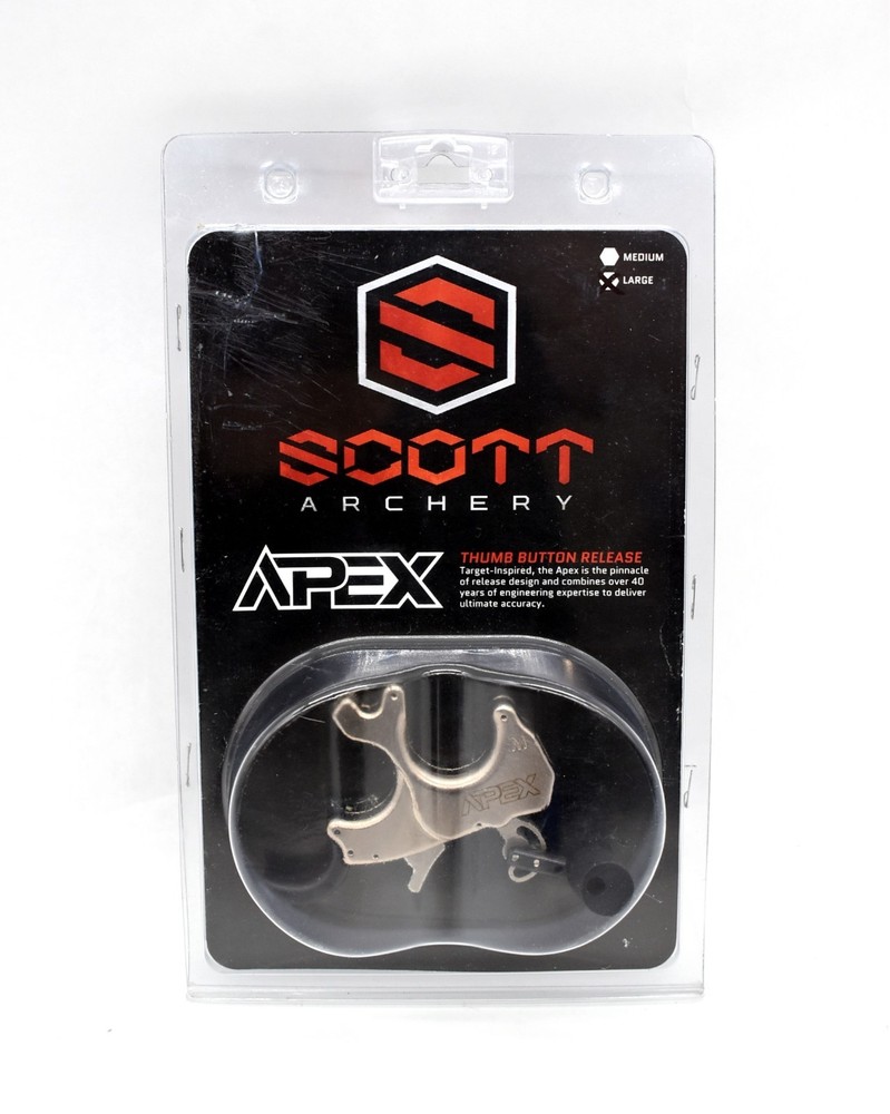Scott Archery Apex (8010-SR-L) Thumb Trigger Release – Large – Silver – New!