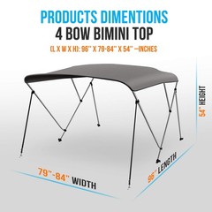 Serenelife Waterproof Boat Bimini Top Cover-79-84W 4 Bow Bimini Top Canvas Sun