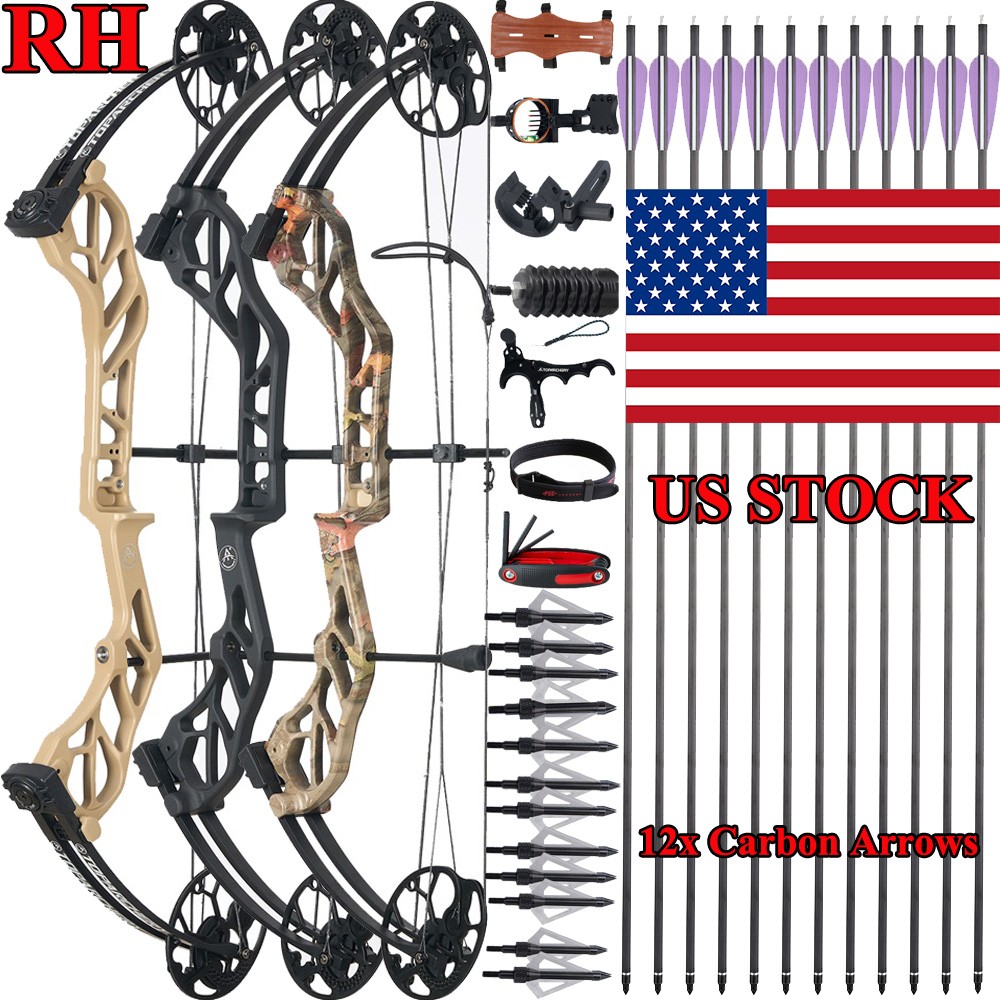 19-70lbs 320fps Adult Hunting Compound Bow&Arrow&Broadheads Kit Shooting Target