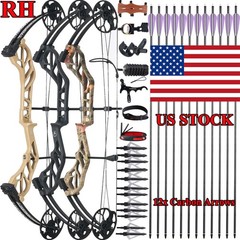 19-70lbs 320fps Adult Hunting Compound Bow&Arrow&Broadheads Kit Shooting Target