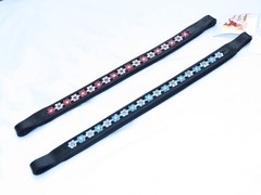FSS Red Siam Aquamarine Blue FLOWER Rhinestone BLING Crystal Padded BROWBAND NEW