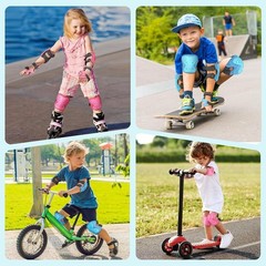 6 in 1 Kids 3-10 Years Knee Elbow Pads Protective Gear Set for Skating Cycling B