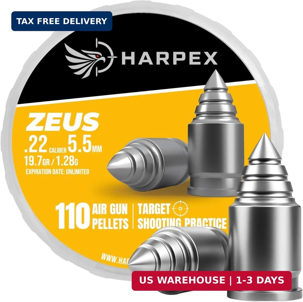 Harpex Zeus .22 Cal Airgun Pellets – 19.7 Grain Pointed Design – High Accuracy &