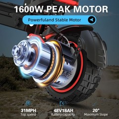 Electric Scooter 48v 1600W For Adult 10″Off Road Fat Tires Fast Speed USA MAX pU