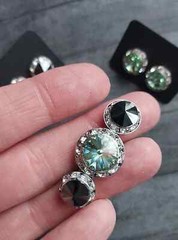 Celadon Green English Collar Magnetic brooch and matching 2 pairs of earrings.