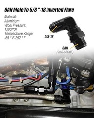 6AN Male Flare to 5/8-18 Inverted Flare Swivel Adapter Fitting 90 Degree
