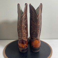 Dan Post Boots Men 9.5 Brown Eel Skin Leather Western Cowboy Snip Toe Exotic