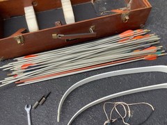 Vintage Takedown Recurve Target Bow Kit Metal Riser Limbs Arrows Wooden Case