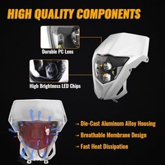 LED Headlight Motorcycle Headlamp Kit with DRL Compatible with 2013-2023 White