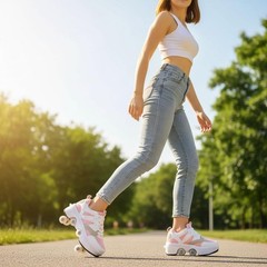 Retractable Pink Roller Skate Shoes | Size 9.5