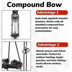 30-55lbs Compound Bow Set 25-30″ Adjustable Archery Hunting Shooting Adults