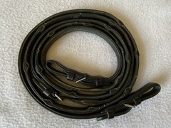 SCHOCKEMOHLE 54″ x 5/8″ (16mm) DuraSoft BLACK Leather GRIP Reins~NICE CONDITION
