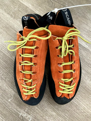 Scarpa Vapor Italy EU 43.5 Orange Suede Lace Up Rock Climbing Shoes M 10 W 11