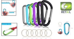 Multi-Color 3″ Aluminum Carabiners – 6 Durable Keychain Clips for Outdoor Use